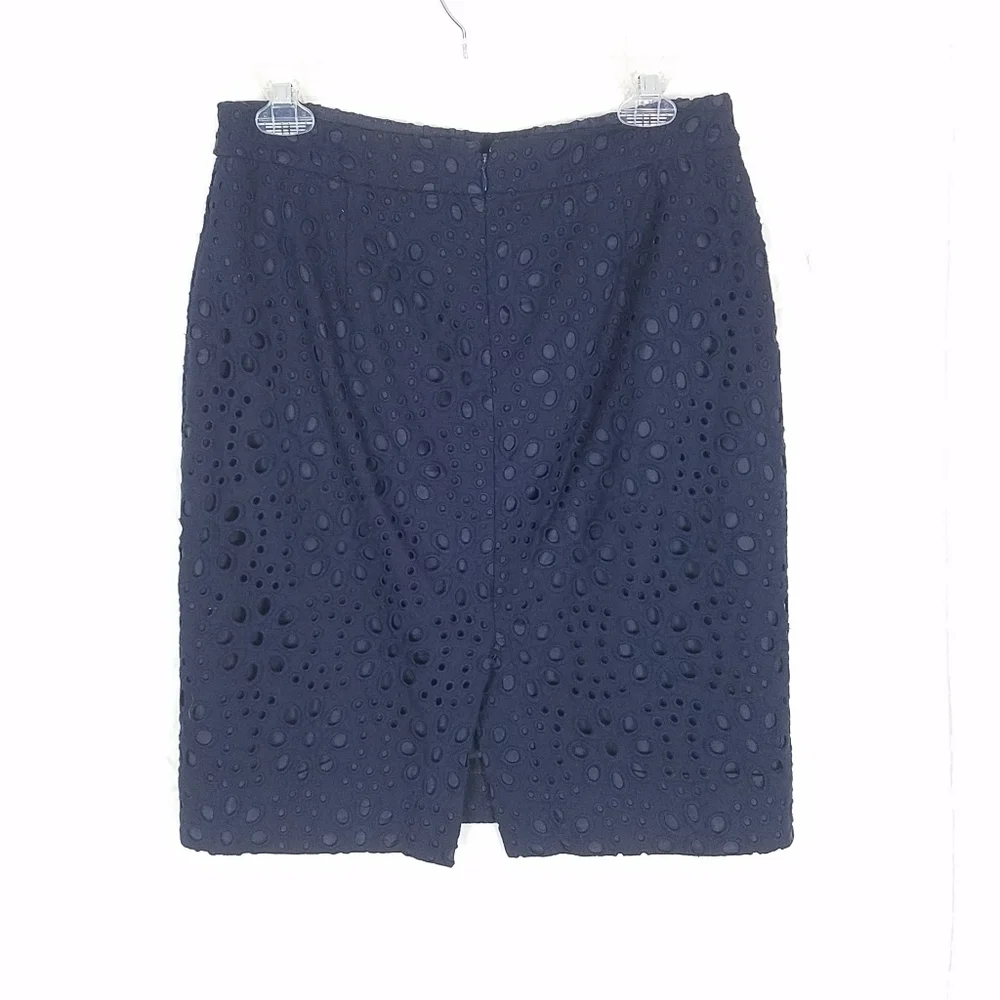 J crew the pencil skirt blue eyelet skirt